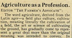 Agriculture as a Profession