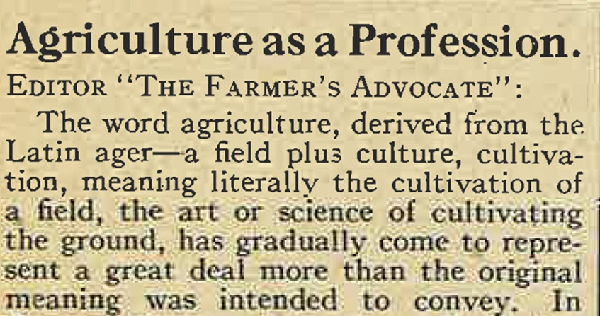 Agriculture as a Profession