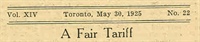 A FAIR TARIFF